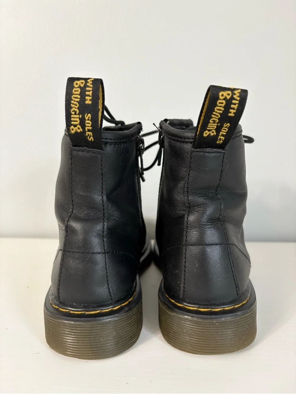 Dr. Martens 1460 J Kids Black Leather Side Zip Boots Size US 3 Indie Sleaze